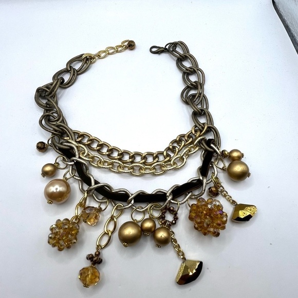 Charm Necklace Chain Links Large Big Necklace Assorted of Chains Pearls Charms - Picture 9 of 14